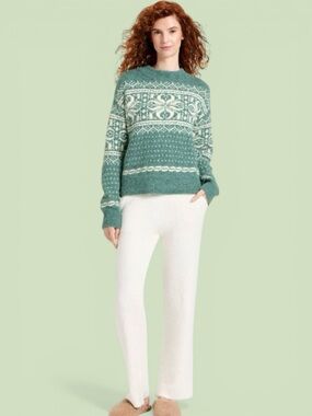 Universal Thread- Teal Fair Isle Knit Sweater - Cozy Patterned Pullover. Sz L